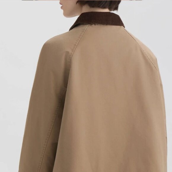 Hunter Corduroy Collar Raglan Sleeve Cotton Barn Jacket - Picture 3 of 5